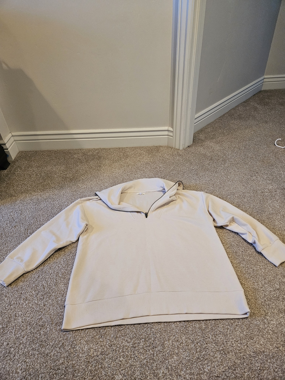 Women's Quarter-Zip Pullover Sweater in Light Cream